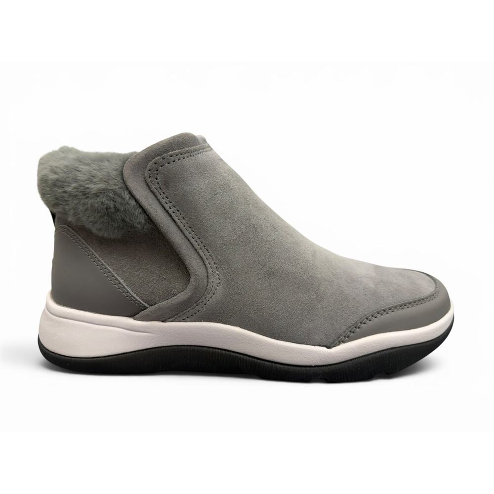 Vionic Charcoal Faux Suede Faux Fur Zip Ankle Booties Women’s 6.5 M - Picture 2 of 9